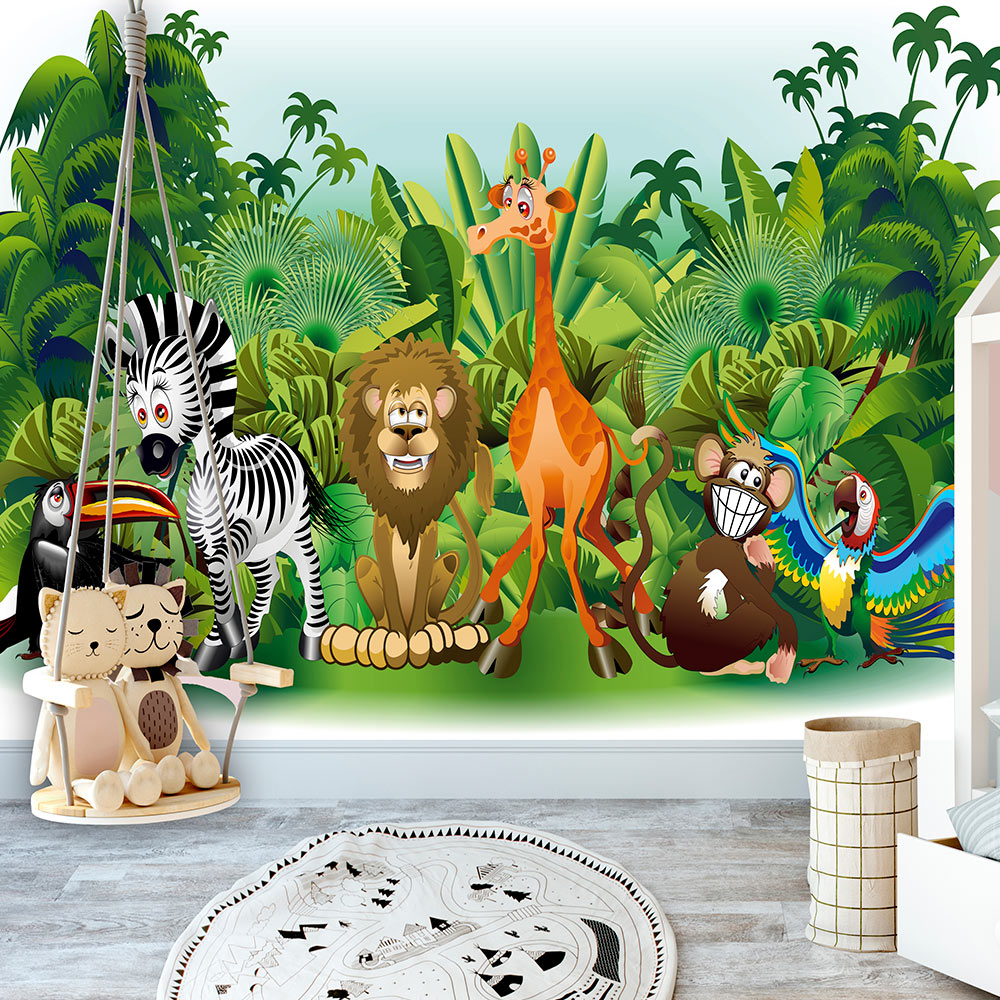 Papier Peint Enfant Intissé Panoramique Animaux Jungle 416x254 cm