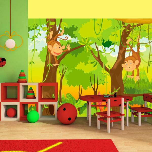 Papier peint intissé Pour enfants jungle - singes