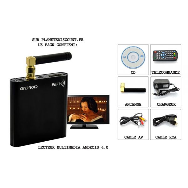 Boitier multimédia android 4.0 1080P, 1Ghz, 4GB, WiFi N