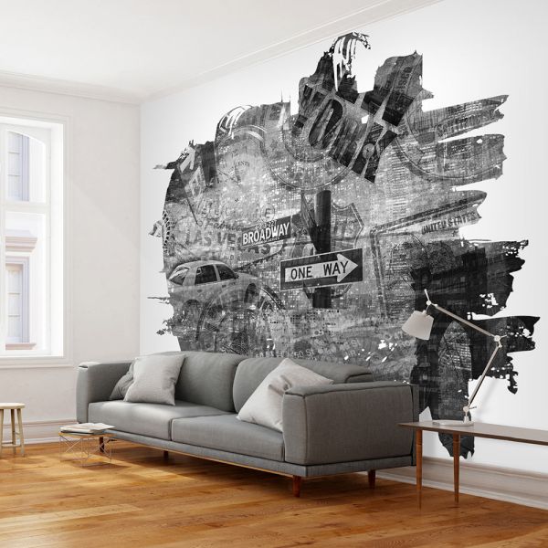 Papier peint intissé Street art Black-and-white New York collage