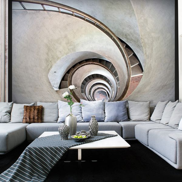 Papier peint intissé Ville et Architecture White spiral stairs