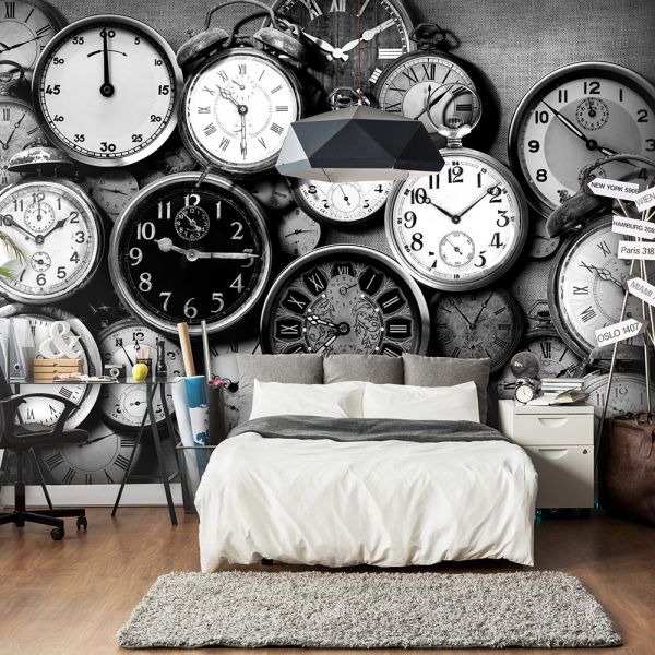 Papier peint intissé Vintage et Retro Retro Clocks