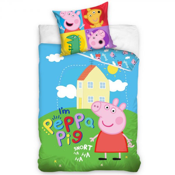 Parure de lit Peppa Pig 100% coton Housse de couette enfant 140x200 cm