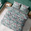 Housse de couette avec taies d'oreiller 100% Coton Bio 57 fils Flore