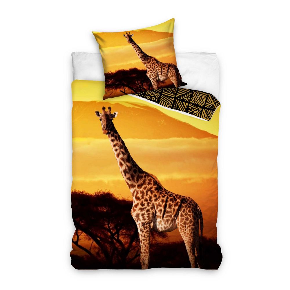 Parure de lit Girafe 100% coton 140x200 cm pas cher