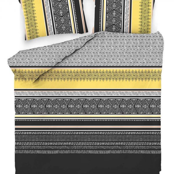 Housse de couette 220x240 + 2 taies d'oreiller 60x60 cm Coton Formas Yellow
