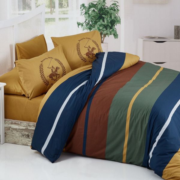 Housse de couette 220x240 + 2 taies d'oreiller 60x60 cm Coton Bhpc 041 Mustard