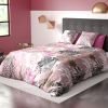 Housse de couette 240x260 + 2 taies d'oreiller 63x63 cm Coton Jungle Rose