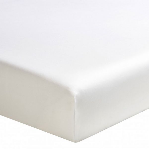 Drap housse 160x200 +30 cm Satin de Coton Blanc