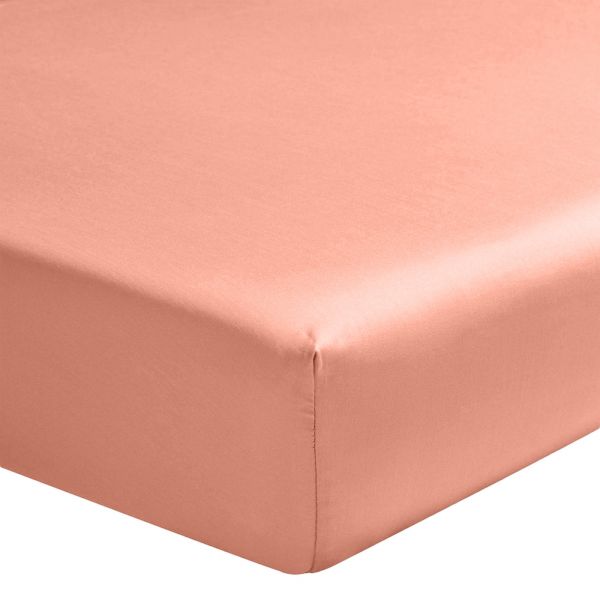 Drap housse 160x200 +30 cm Satin de Coton Rose Thé