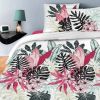 Housse de couette 220x240 cm + 2 taies d'oreiller 63x63 cm Coton Monstera Fuschia