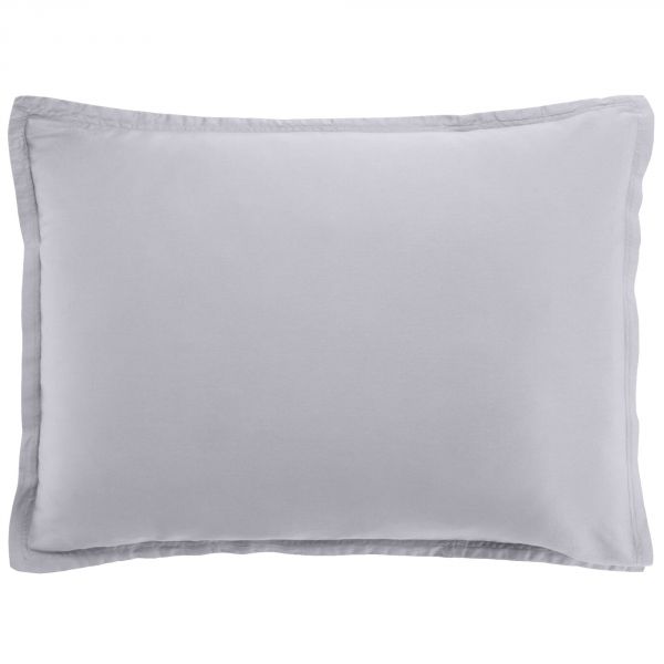 Taie d'oreiller 50x70 cm rectangle Satin de Coton Gris Craie