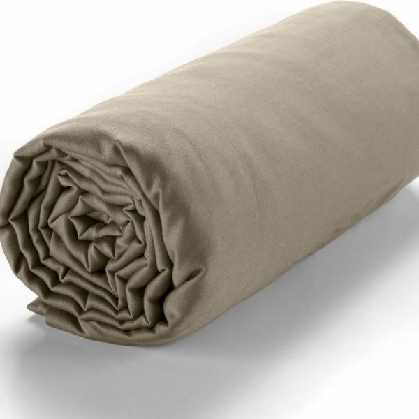 Drap housse 160x200 +30 cm Satin de Coton Sable