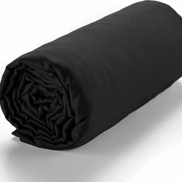 Drap housse 140x190 +30 cm Satin de Coton Noir