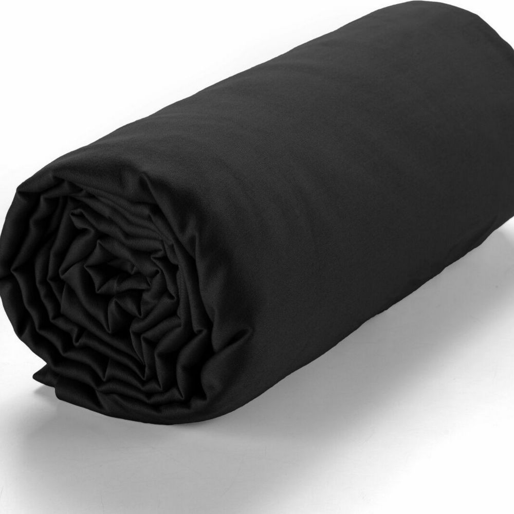 Drap housse 160x200 +30 cm Satin de Coton Noir