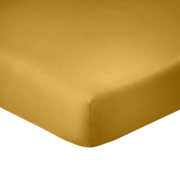 Drap housse 160x200 +25 cm Coton Jaune Safran