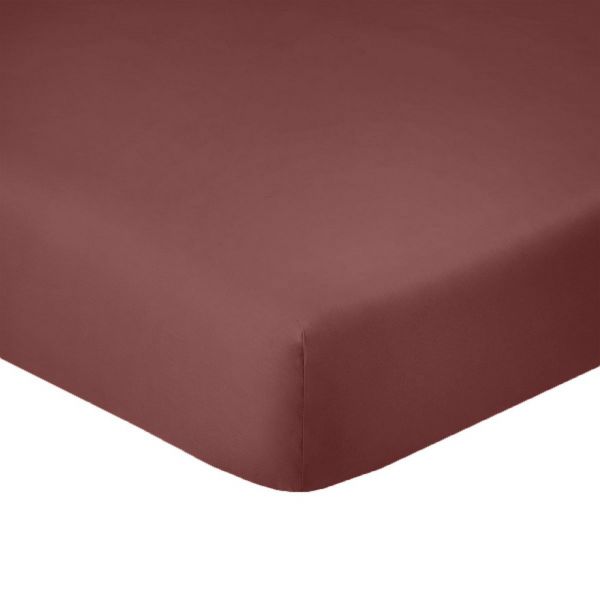 Drap housse 140x190 +25 cm Coton Rouge Tomette