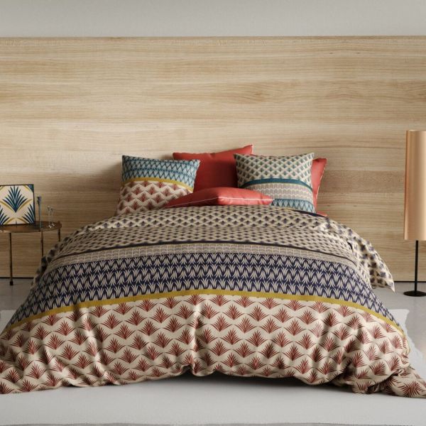 Housse de couette réversible 140x200 cm + 1 taie d'oreiller 63x63 cm Percale de Coton Manille