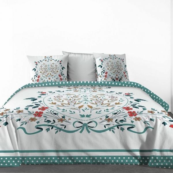 Housse de couette 220x240 cm + 2 taies d'oreiller 63x63 cm Coton Capucine