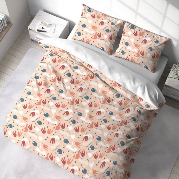 Housse de couette 220x240 cm + 2 taies d'oreiller 63x63 cm Microfibre Plis