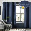 Rideau Occultant 140x280 cm Doublure polaire Polyester Bleu