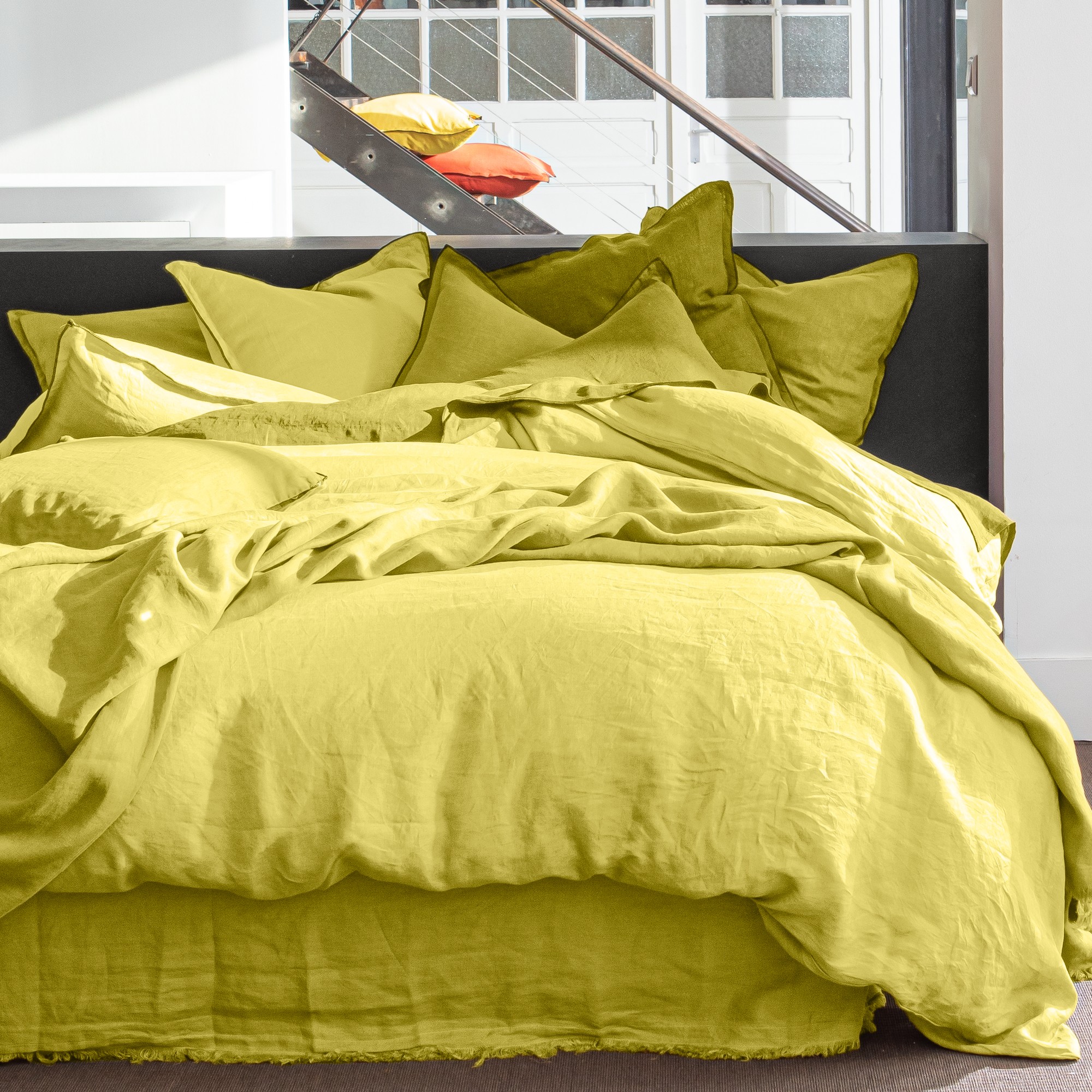 Housse De Couette En Lin Français 220x240 Cm - Coloris Paprika - 100% Lin Lavé, Oeko-Tex - Lavable En Machine