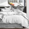 Housse de couette 220x240 cm + 2 taies d'oreiller 65x65 cm en lin Français lavé Meringue