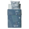 Housse de couette 140x200 cm + 1 taie d'oreiller 65x65 cm 100% Coton 47 fils Nuit Bleue