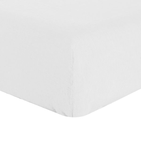 Drap housse 140x190 +30 cm en lin Français - lin lavé Meringue