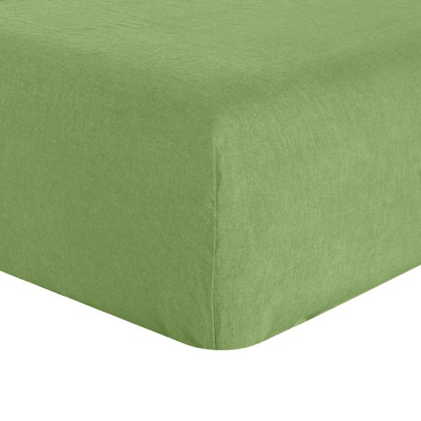 Drap housse 160x200 +30 cm en lin Français - lin lavé Kiwi