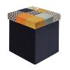 Pouf pliable coffre de rangement Patchwork Rétro