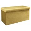 Coffre de rangement banc pliable velours côtelé jaune