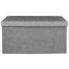 Coffre de rangement banc pliable velours côtelé gris