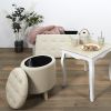 Pouf coffre de rangement rond beige