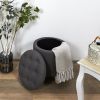 Pouf coffre de rangement rond gris