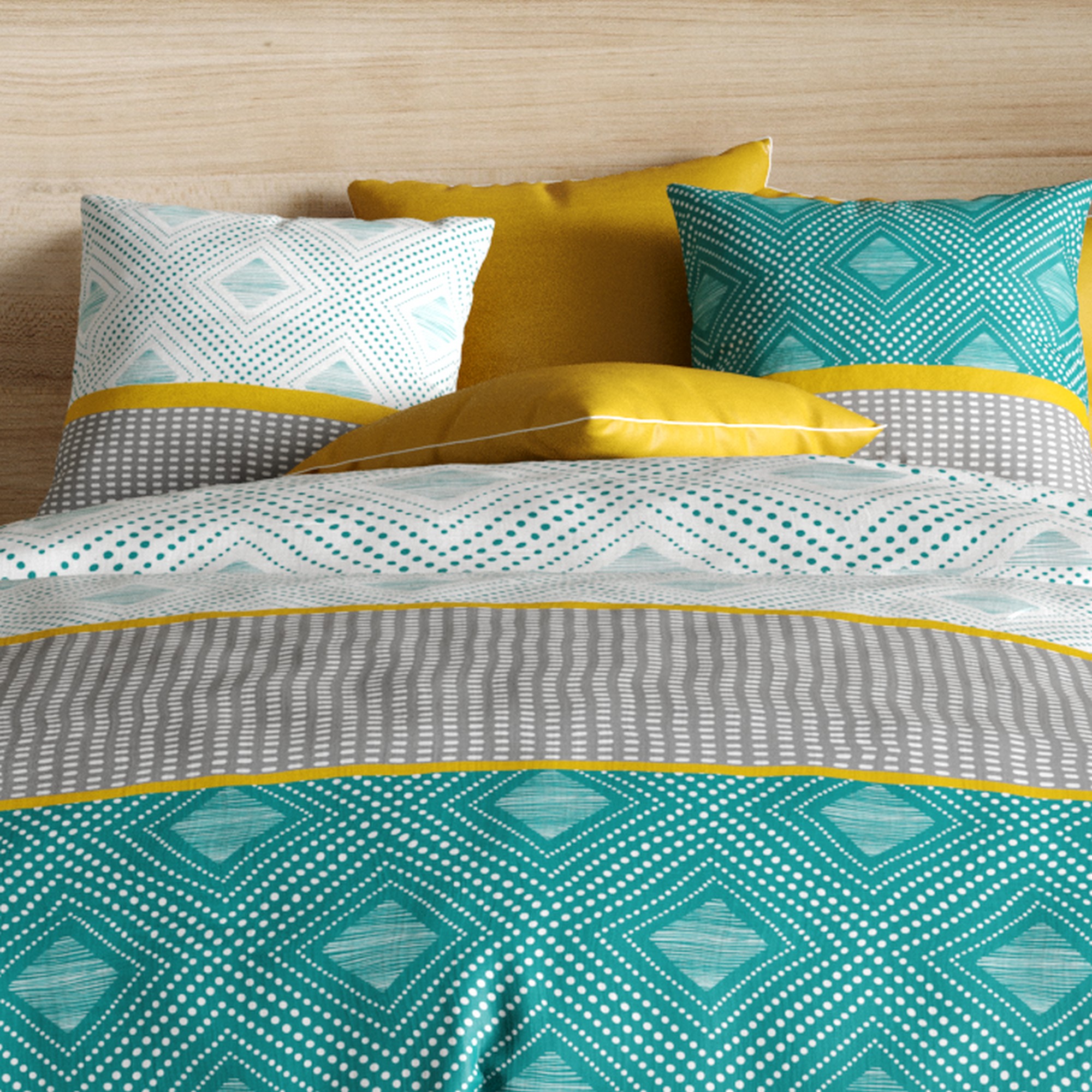 Housse De Couette 220X240 Feuilles De Bambou Tropicales Parure De Lit