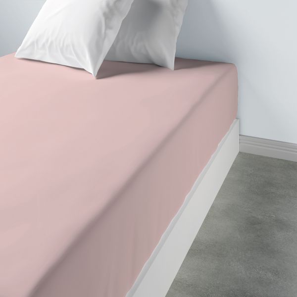 Drap housse 180x200 +35 cm 100% Coton 57 fils Blush