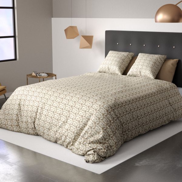 Housse de couette 200x200 cm + 2 taies d'oreiller 63x63 cm 100% Polyester 60 gsm Carmel