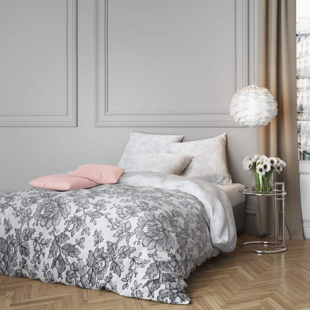 Housse de couette 220x240 Gris 100% coton