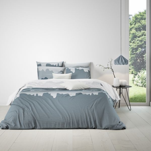 Housse de couette 220x240 cm + 2 taies d'oreiller 63x63 cm Coton 57 fils Mist