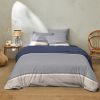 Housse de couette 220x240 cm + 2 taies d'oreiller 63x63 cm Coton 51 fils Luka Bleu