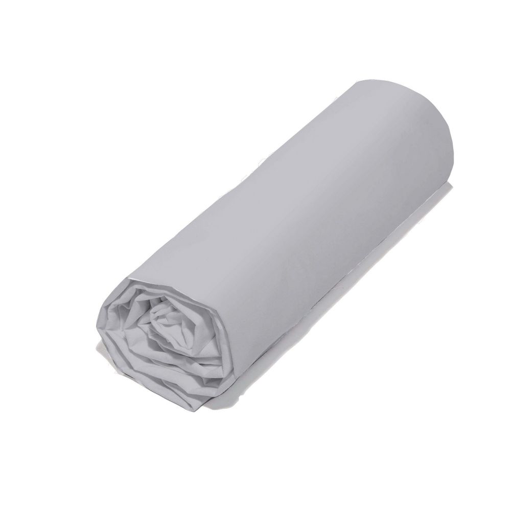 Drap housse 180x200 +30 cm Percale de Coton Gris pas cher