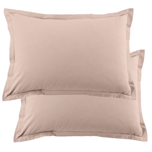 Lot de 2 taies d'oreiller 50x70 cm Coton 57 fils Blush