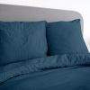 Housse de couette 220x240 cm + taies d'oreiller, microfibre lavé, Bleu Nuit