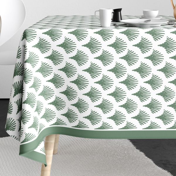 Nappe rectangulaire anti tache 140x250 cm Coton Papyrus Vert