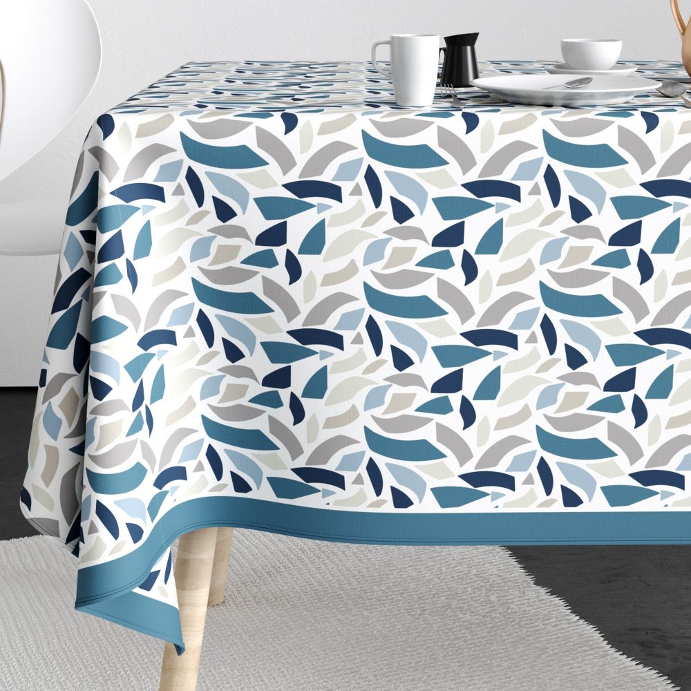 Nappe rectangulaire anti tache 140x200 cm Coton Terraza Ocean pas cher