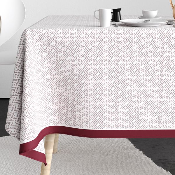 Nappe rectangulaire anti tache 140x250 cm Coton Barba Prune