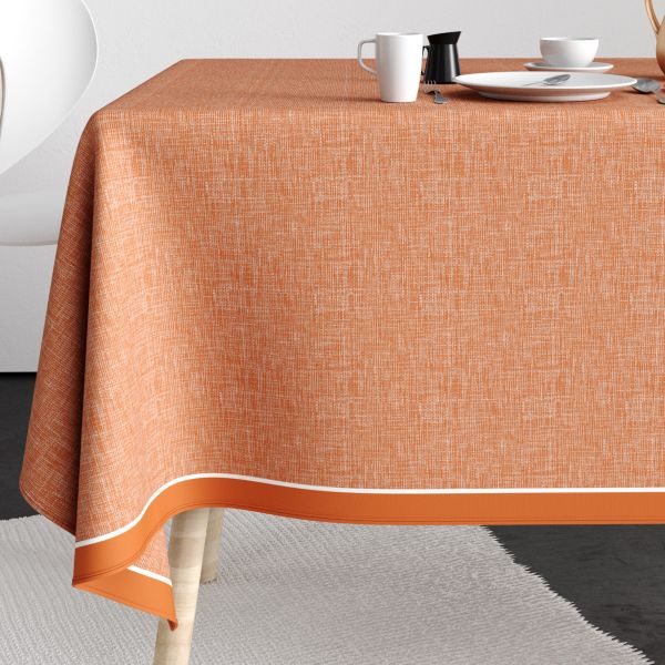 Nappe rectangulaire anti tache 140x200 cm Coton Chambray Terracotta