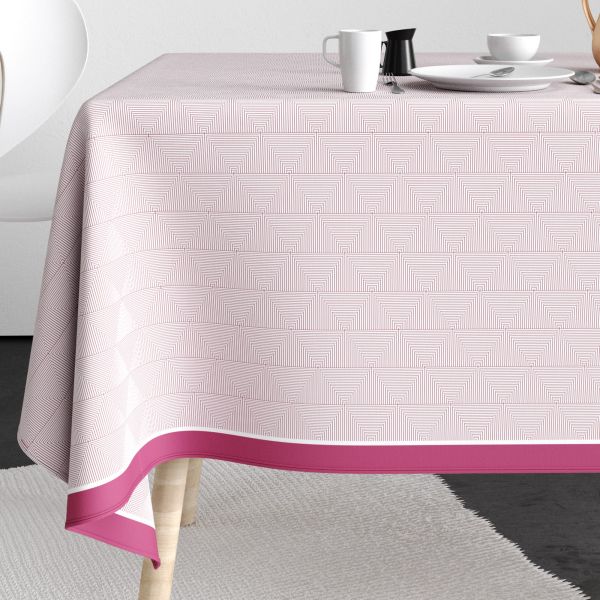 Nappe rectangulaire anti tache 140x250 cm Coton Pira Rose