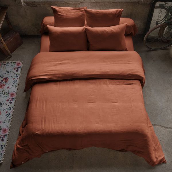 Housse de couette 200x200 cm en Gaze de coton Terracotta